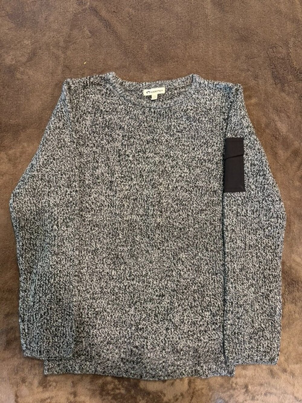 Appaman Rogue Boys Marled Knit Sweater Black White Size 14 Cargo Arm Pocket